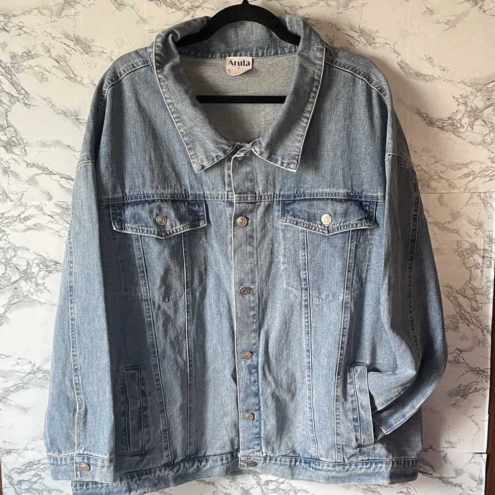 ARULA 1X NWT Blue Jean Jacket with Smiley Patch - Picture 3 of 8